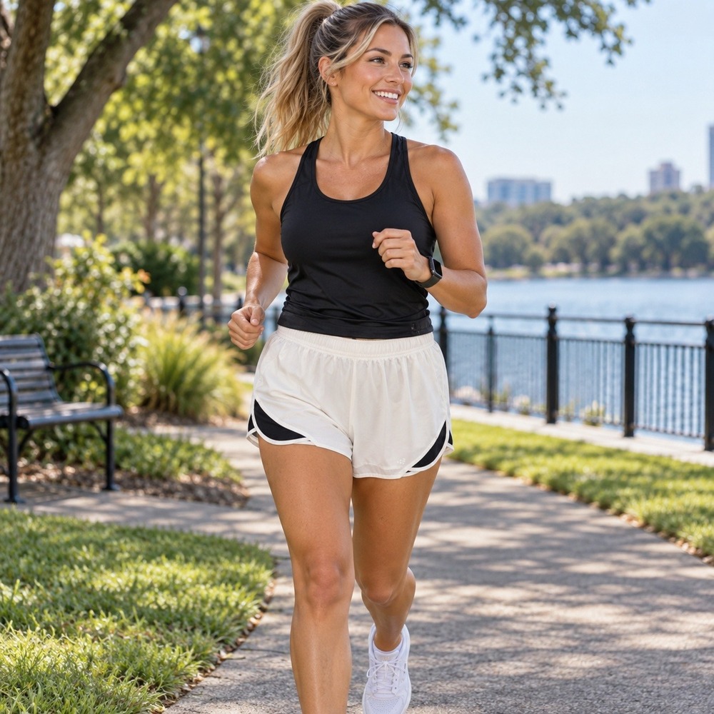 BCG Women Running Shorts White Black Reflective Athletic XL RN098223